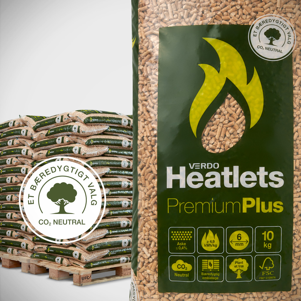 Heatlets Premium PLUS  træpiller - 6 mm, 10 kg/900 kg Ca. 5 Hverdages Leveringstid Ringer dagen før Levering.