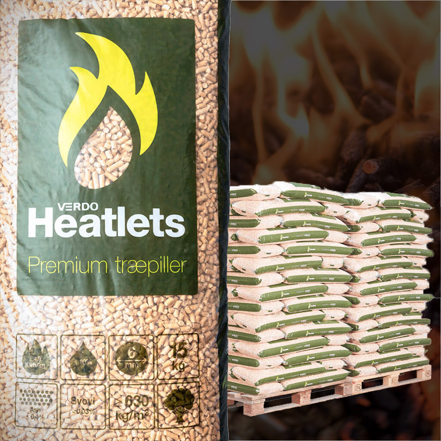 Heatlets Premium træpiller - 6 mm, 15 kg/900kg